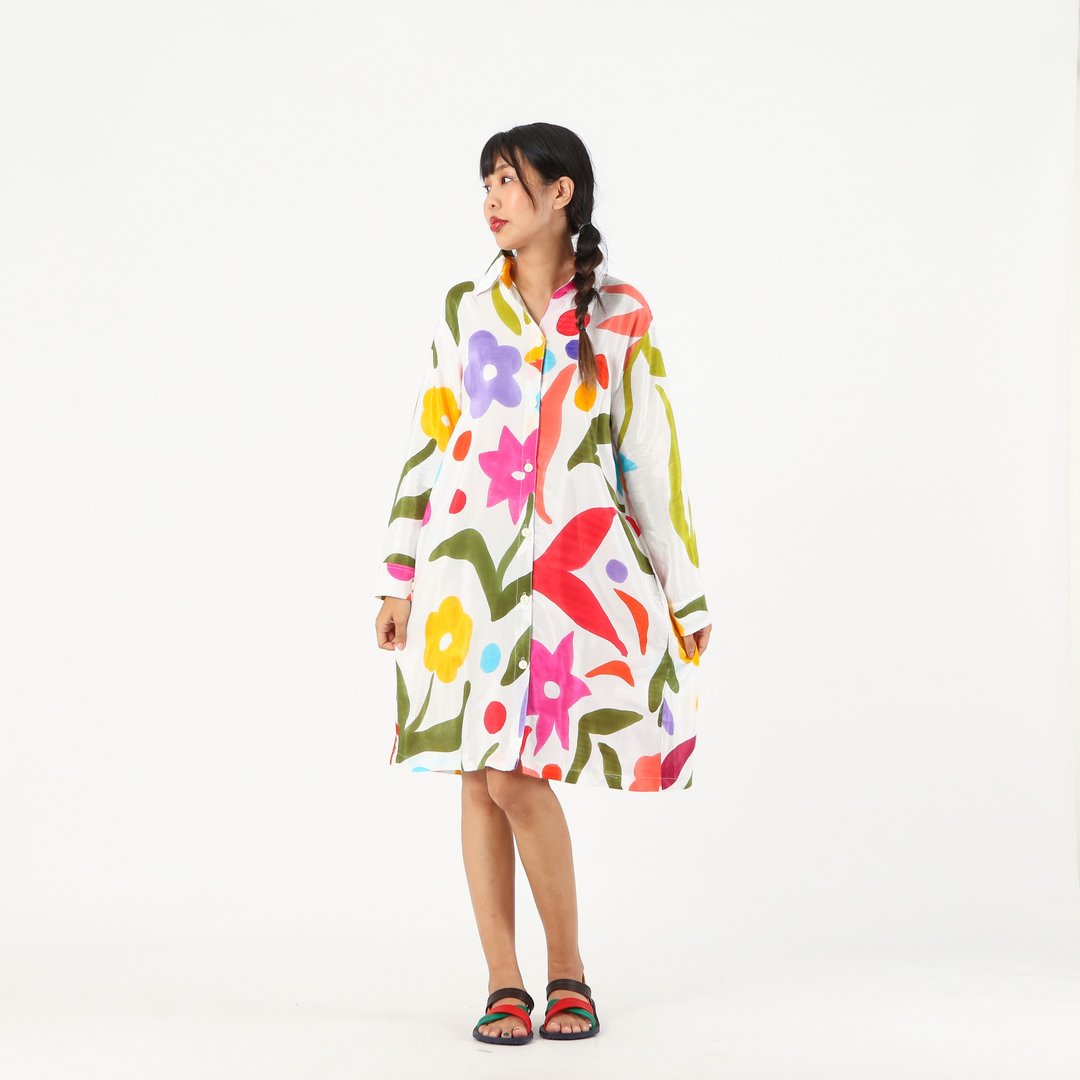 Dress Shirt Cotton Silk Rayon Hand Paint - 洋装/连衣裙 - 棉 多色