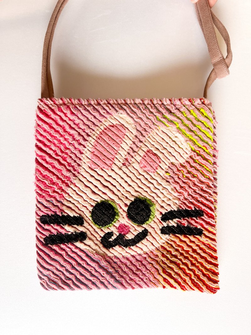 12/24 下午 1 点 (香港时间) 开始贩售｜迷你方块侧背包/兔子/粉色 - 侧背包/斜挎包 - 棉．麻 粉红色