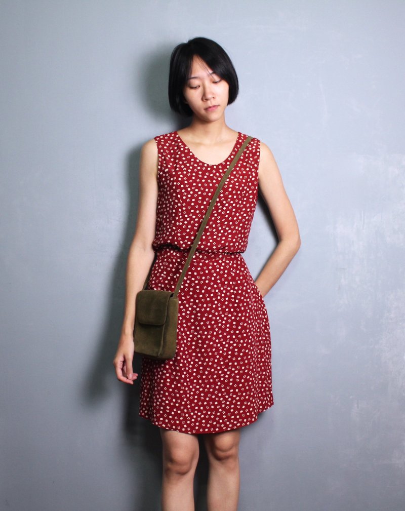 FOAK古着 正红色印花两件式雪纺洋装 - 洋装/连衣裙 - 其他材质 