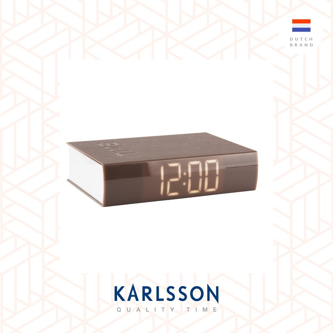 荷兰Karlsson, BOOK 书本型闹钟啡色LED显示屏 - 多功能闹 - 时钟/闹钟 - 塑料 咖啡色