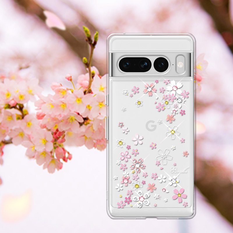 Google Pixel 9/8/7系列 防震双料水晶彩钻手机壳-浪漫樱 - 手机壳/手机套 - 其他材质 多色