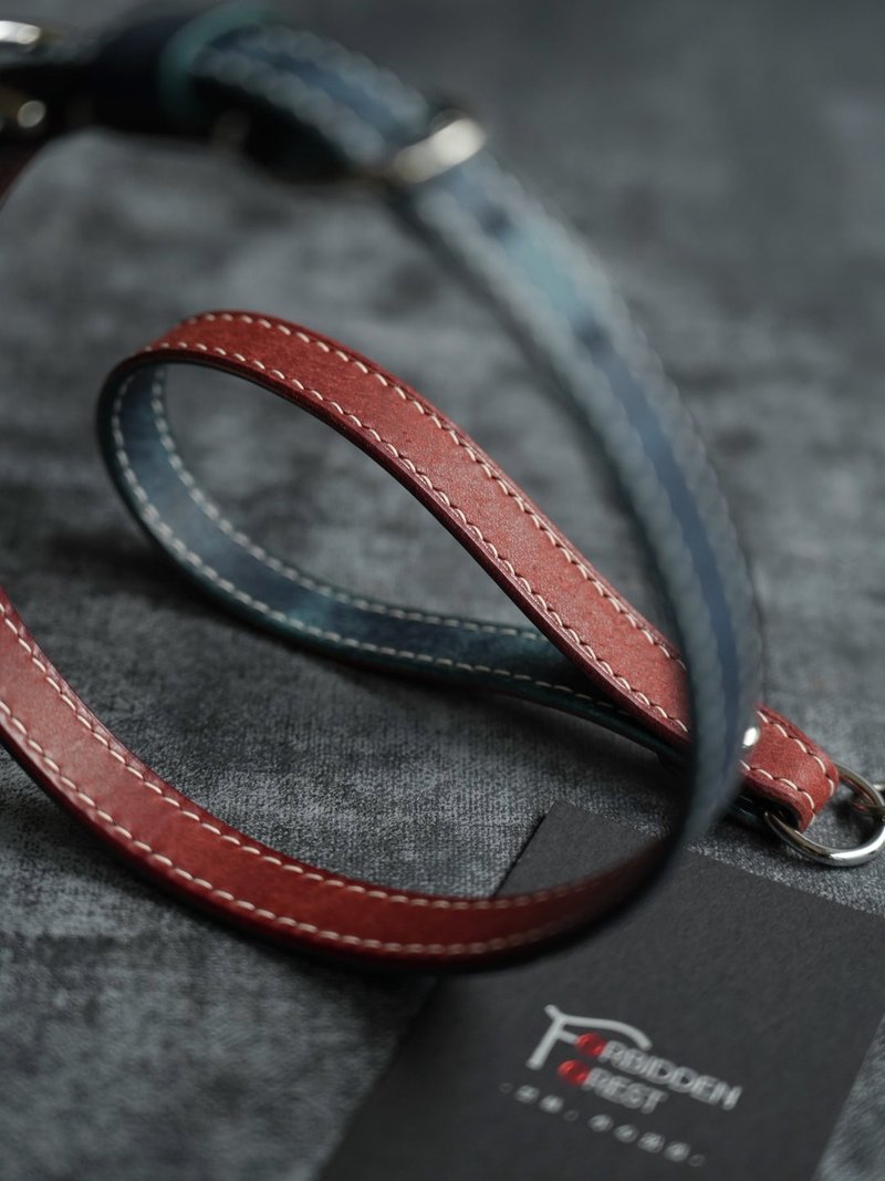 純手工牛皮項圈/手環兩用款 choker 撞色設計 顏色可選 定制刻字 - 项链 - 真皮 多色