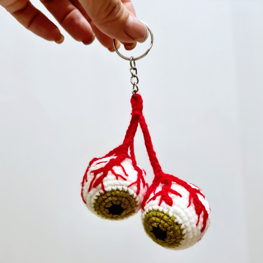Digital Crochet Pattern - Creepy eyes keychain - 编织/刺绣/羊毛毡/裁缝 - 其他材质 多色