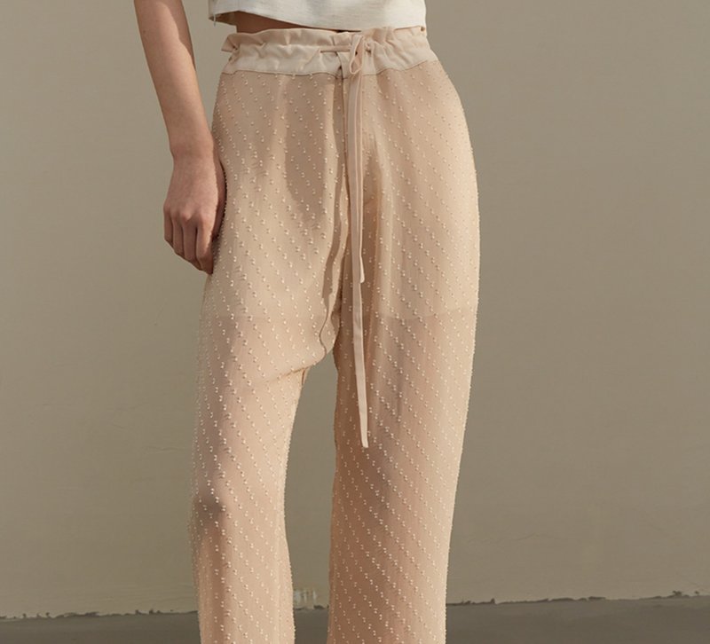 【100%桑蚕丝】新中式复古 提花寬鬆/真丝长裤 - 女装长裤 - 丝．绢 多色