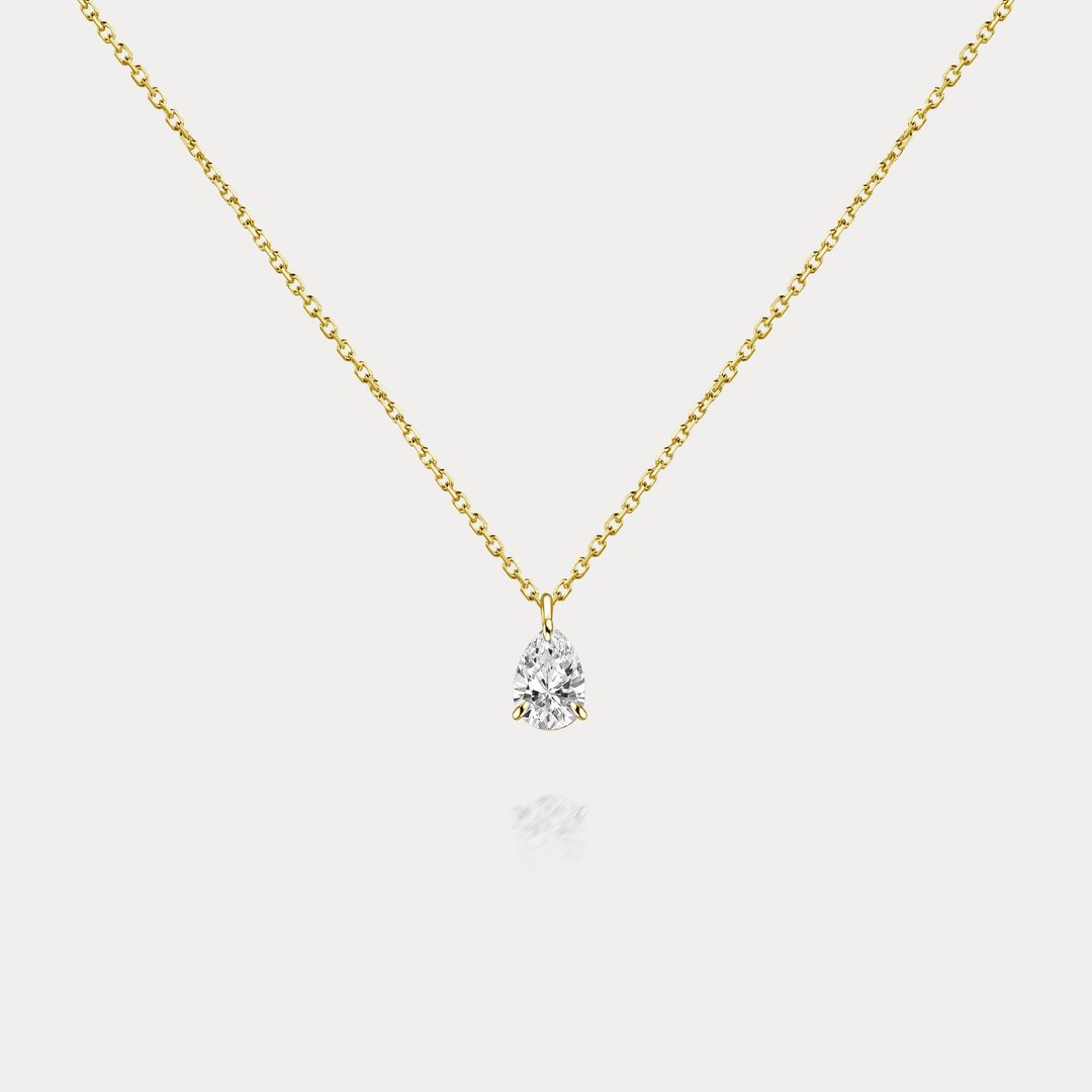 Promise | 0.25ct 水滴钻石 (Pear Cut梨型切割) 天然钻石18K项链 - 项链 - 钻石 白色