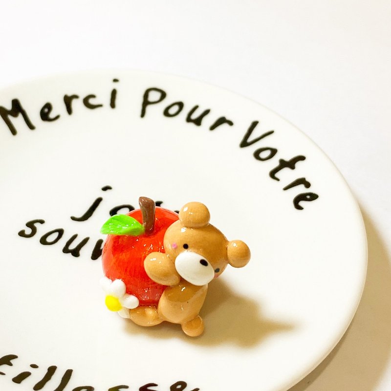 苹果mini熊 - 冰箱贴/磁贴 - 粘土 多色