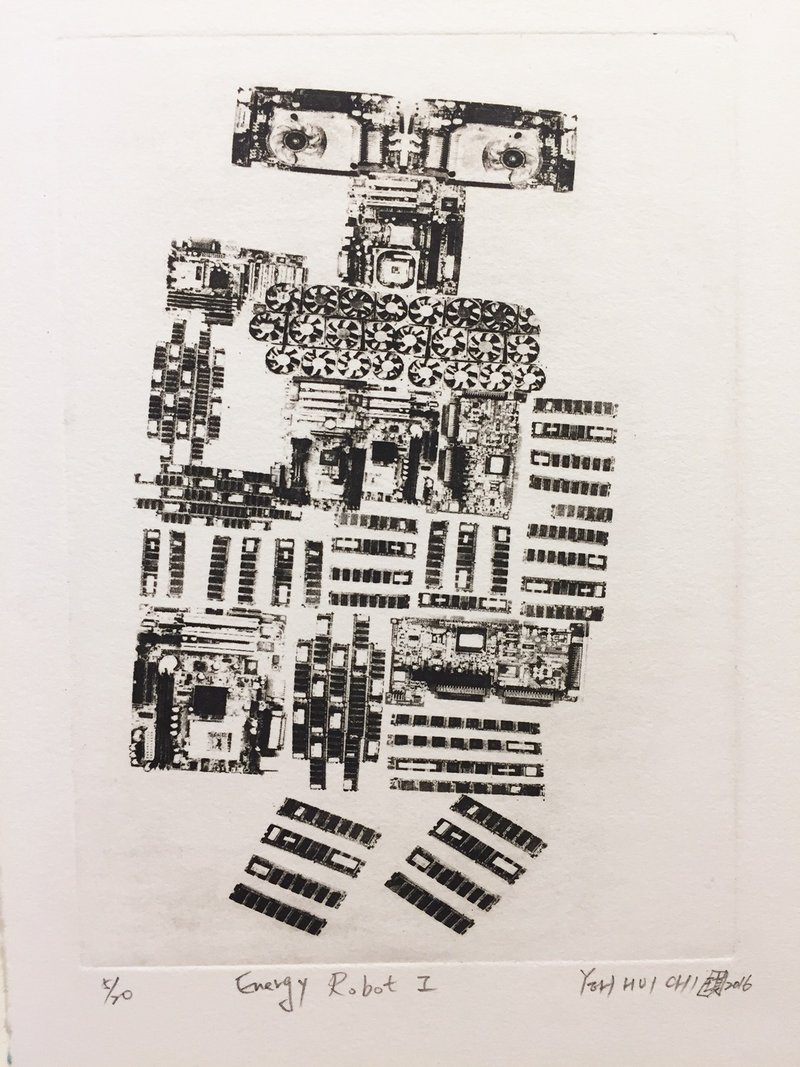 原作版画 -Energy robot I- 叶慧琪  - 海报/装饰画/版画 - 纸 黑色