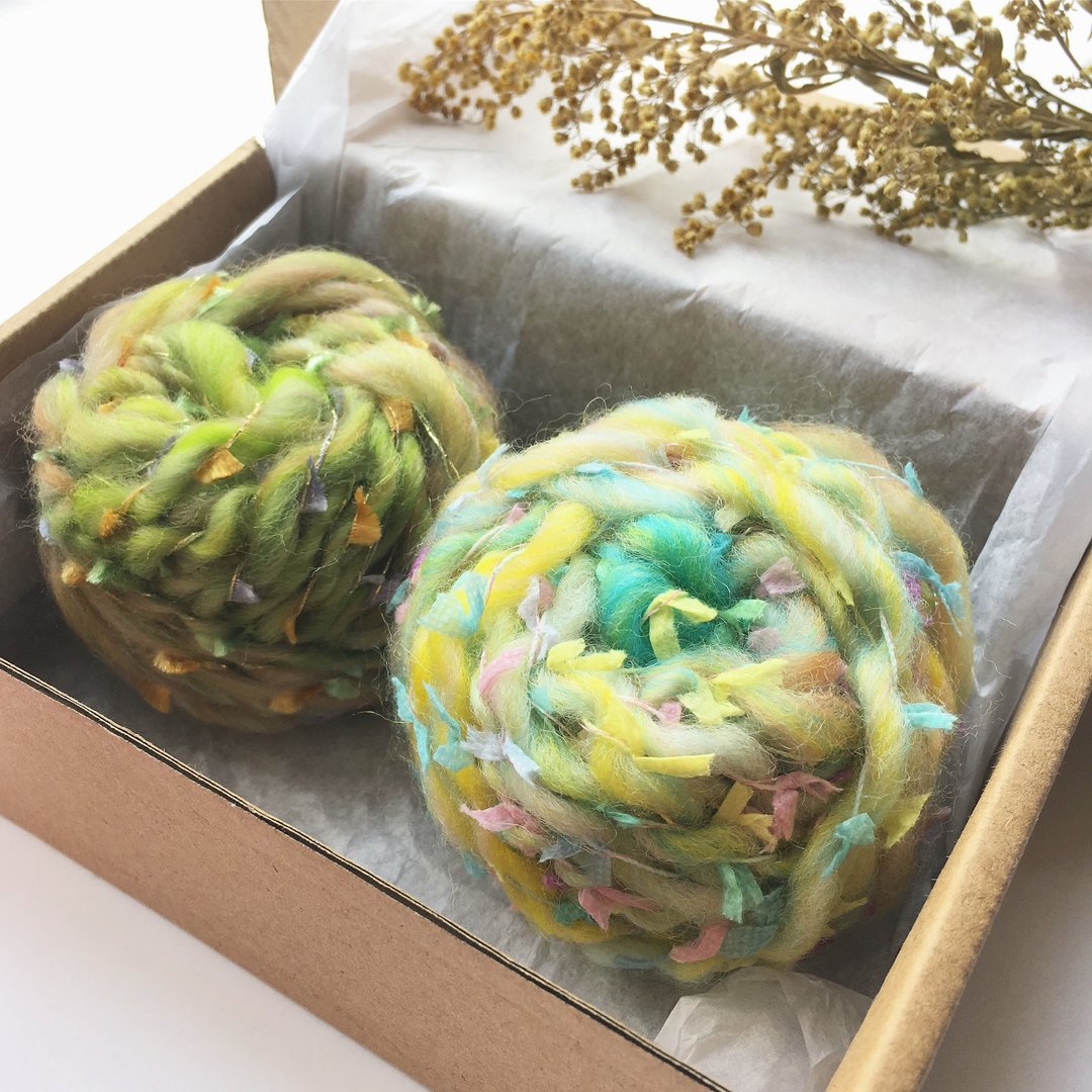DIY手捻线球包/手纺线/手作线材/毛线/DIY材料/材料包/手作材料包 - 编织/刺绣/羊毛毡/裁缝 - 羊毛 多色