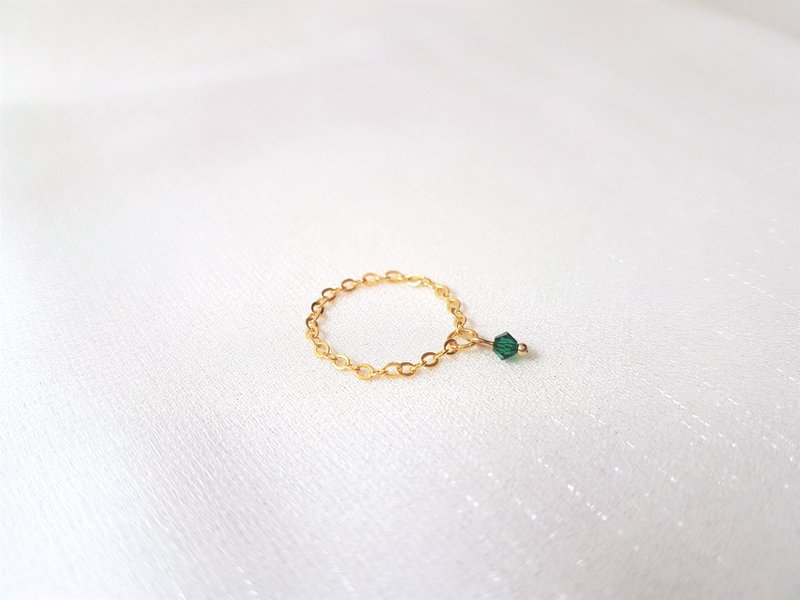 垂坠水晶 链戒 (祖母绿) - 戒指 - 水晶 绿色