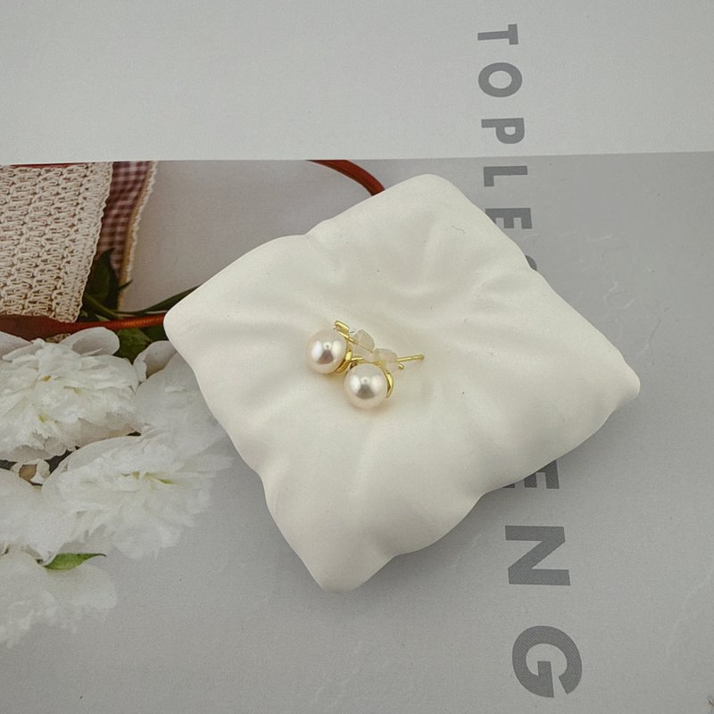 柔光之息//天然淡水珍珠//s925 纯银针铜拖 - 耳环/耳夹 - 珍珠 