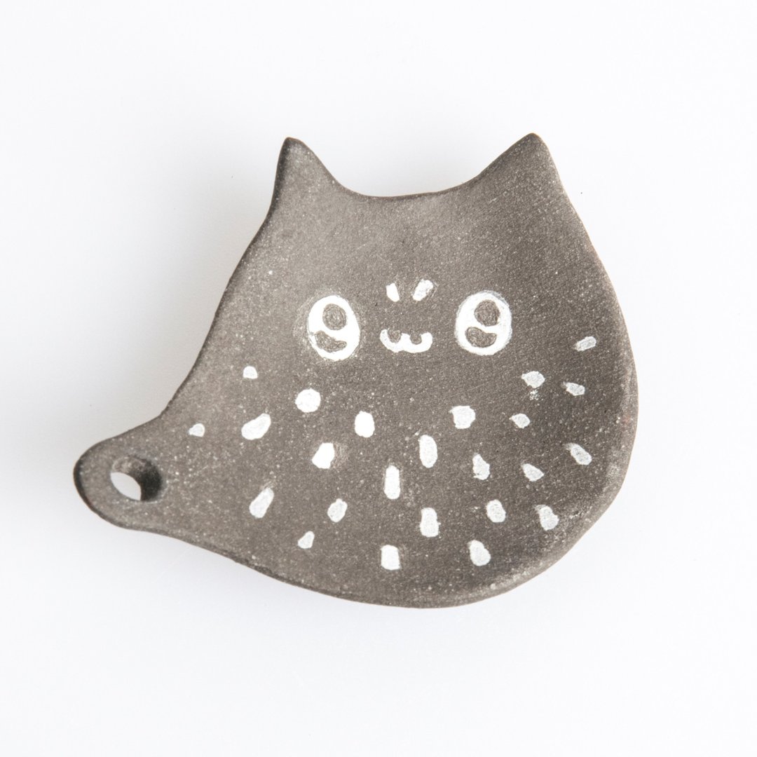 猫盘系列—黑猫指扣盘 - 收纳用品 - 陶 黑色