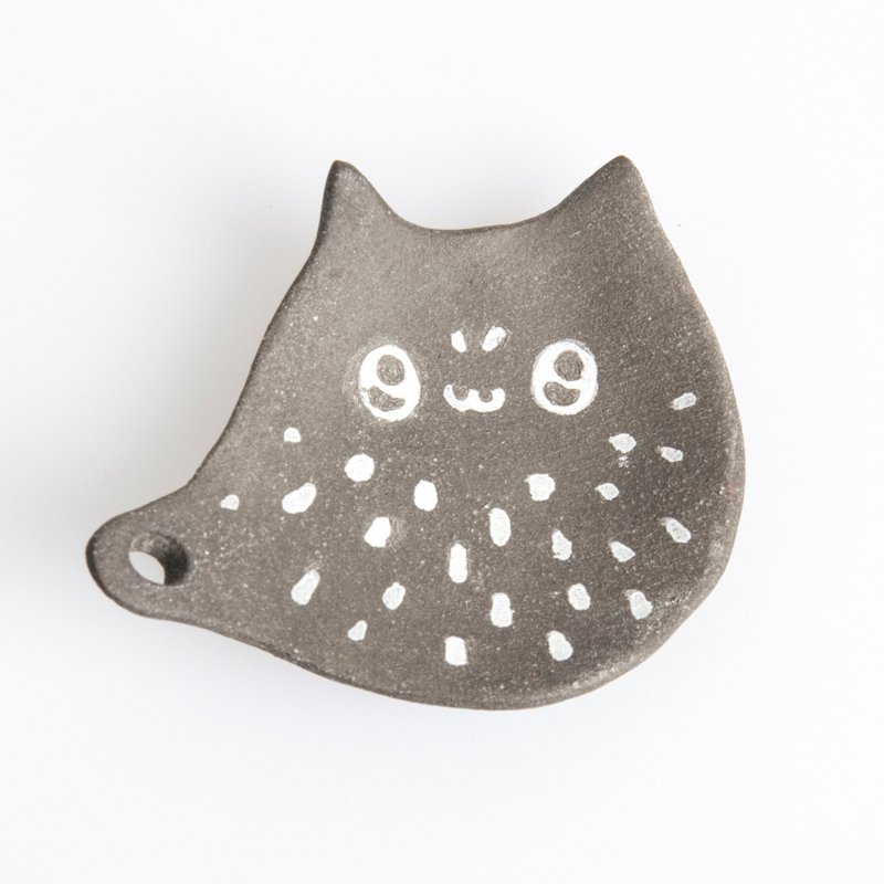 猫盘系列—黑猫指扣盘 - 收纳用品 - 陶 黑色