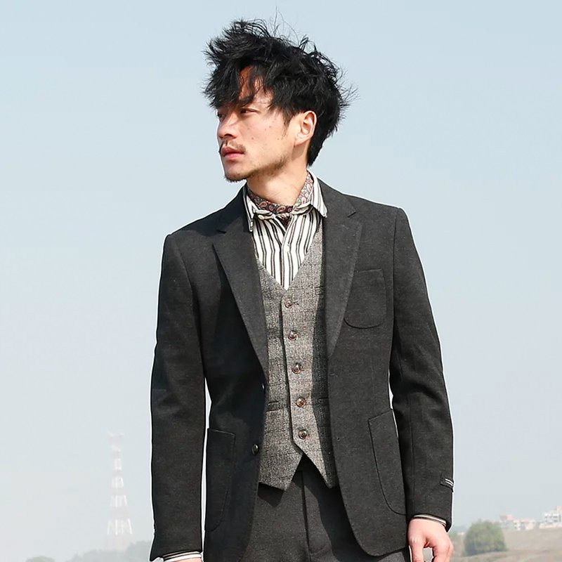 SOARIN英伦复古毛修身西装外套(73XZ33) - 男装西装外套 - 聚酯纤维 多色