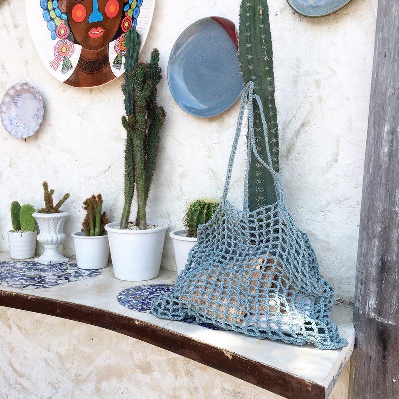 Ocean Blue Nagridia Crochet Bag - 手提包/手提袋 - 纸 蓝色