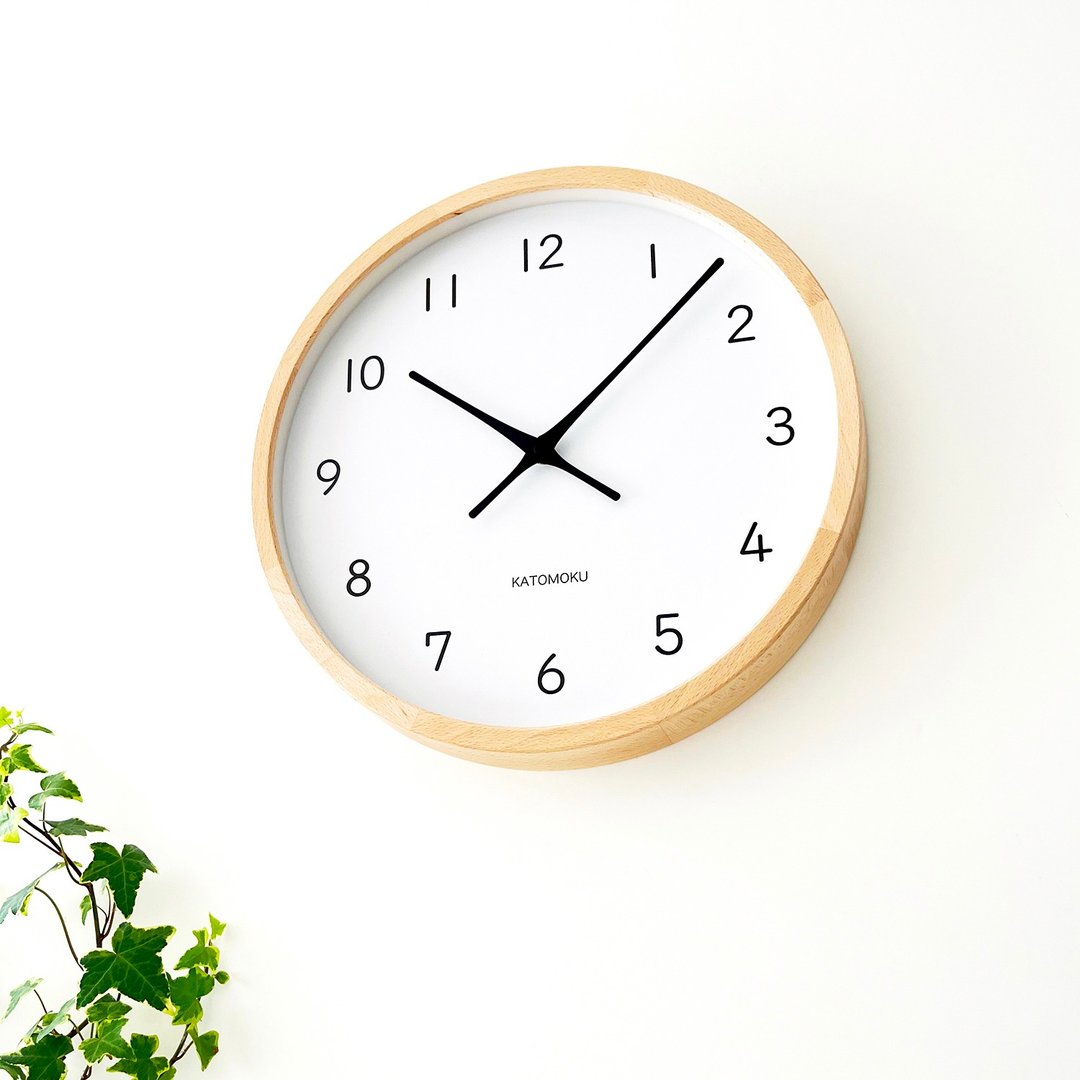 KATOMOKU muku clock 13 LL-size 自然色(km-139NA) 挂钟 日本制 - 时钟/闹钟 - 木头 卡其色