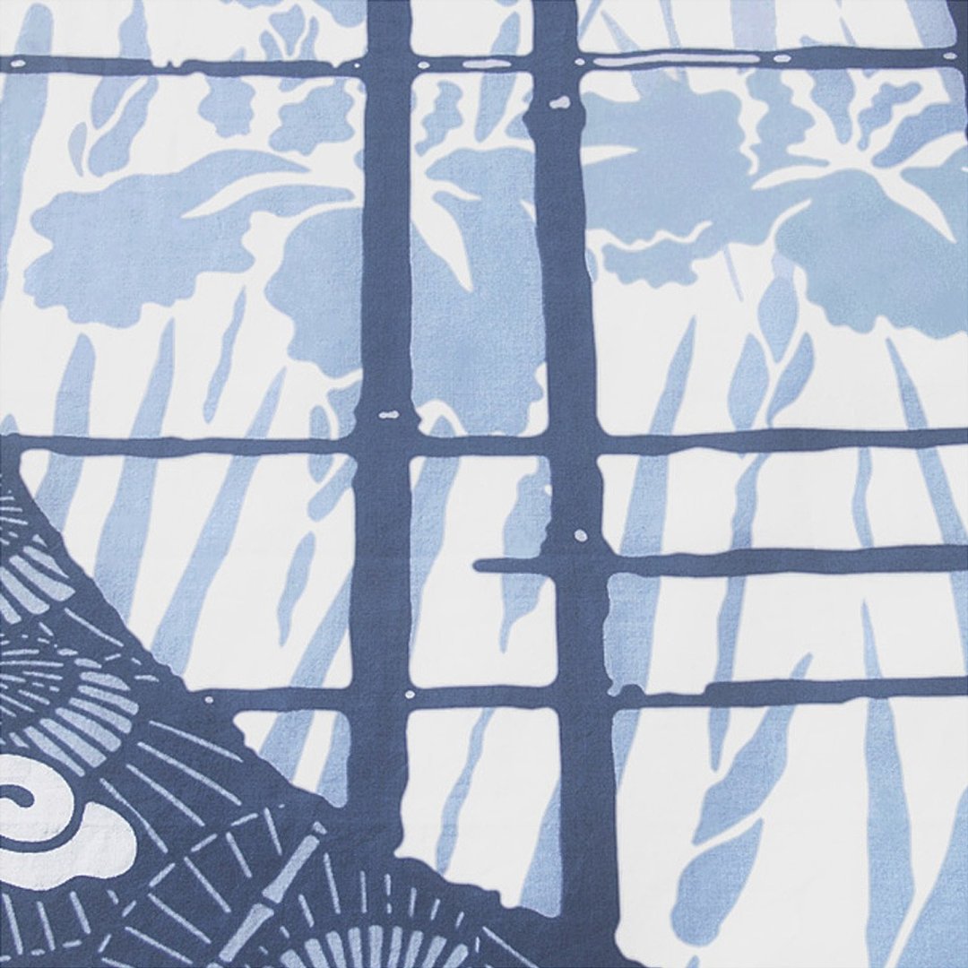 Japanese traditional hand towel - Hand dyed Iris 100%Cotton - 手帕/方巾 - 棉 白色
