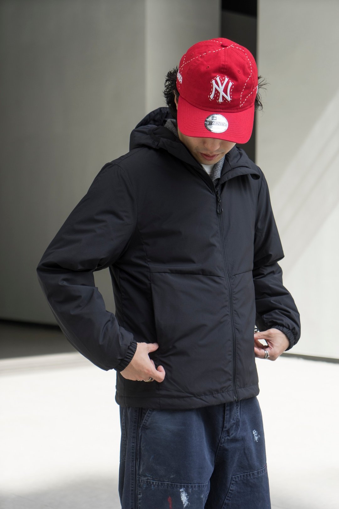 Padded Coat 冬季保暖外套 戶外風防潑水純色棉服黑色百搭基本款 - 男装外套 - 棉 黑色