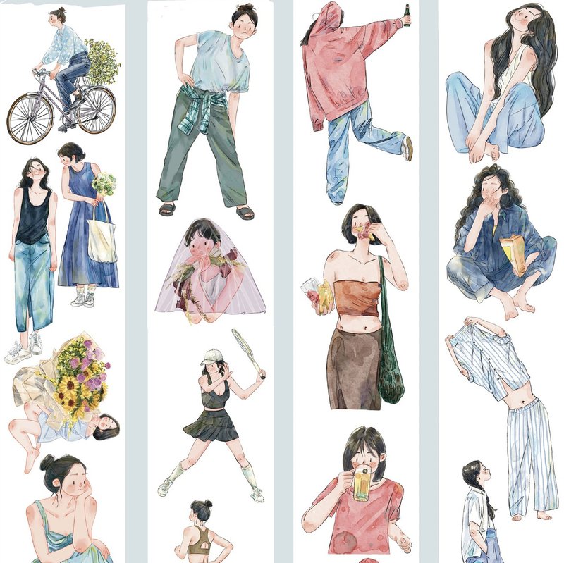 小美好 生活紀錄篇 楽しい PET 和紙膠帶 10米卷 - 纸胶带 - 其他材质 多色