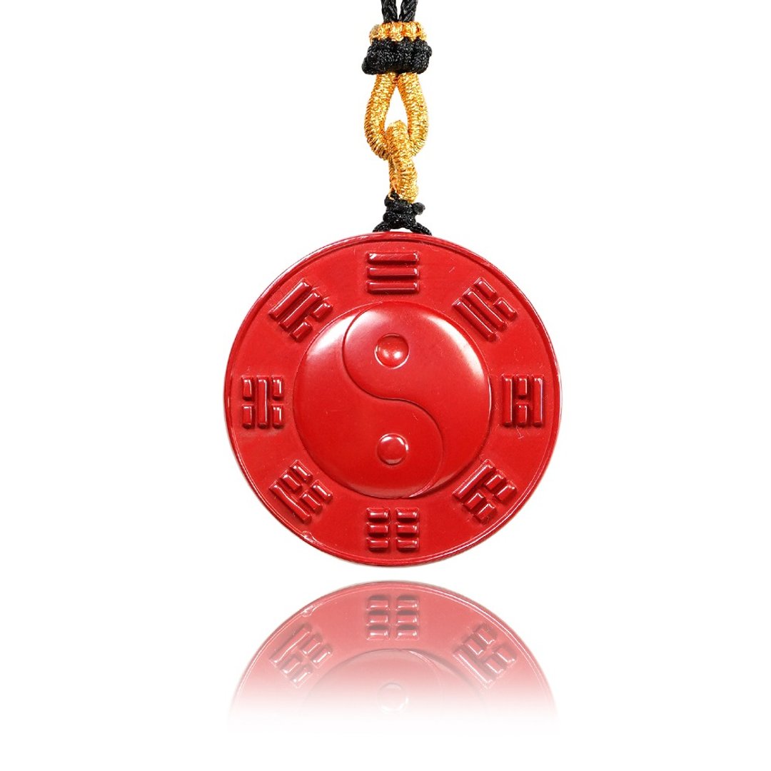 【正佳珠宝】帝王朱砂 高品太极八卦圆牌 35mm 帝王朱砂吊坠 - 项链 - 半宝石 多色