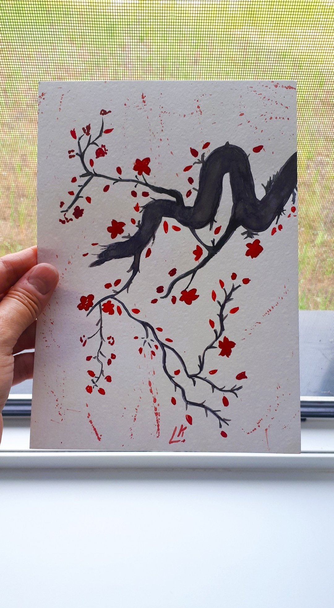 亚洲花卉、樱花、樱花树画作、花卉画 - 墙贴/壁贴 - 纸 多色