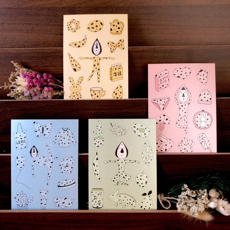 斑点瑜伽人 - 高质感厚磅数插画明信片 手帐装饰 卡片 - 卡片/明信片 - 纸 