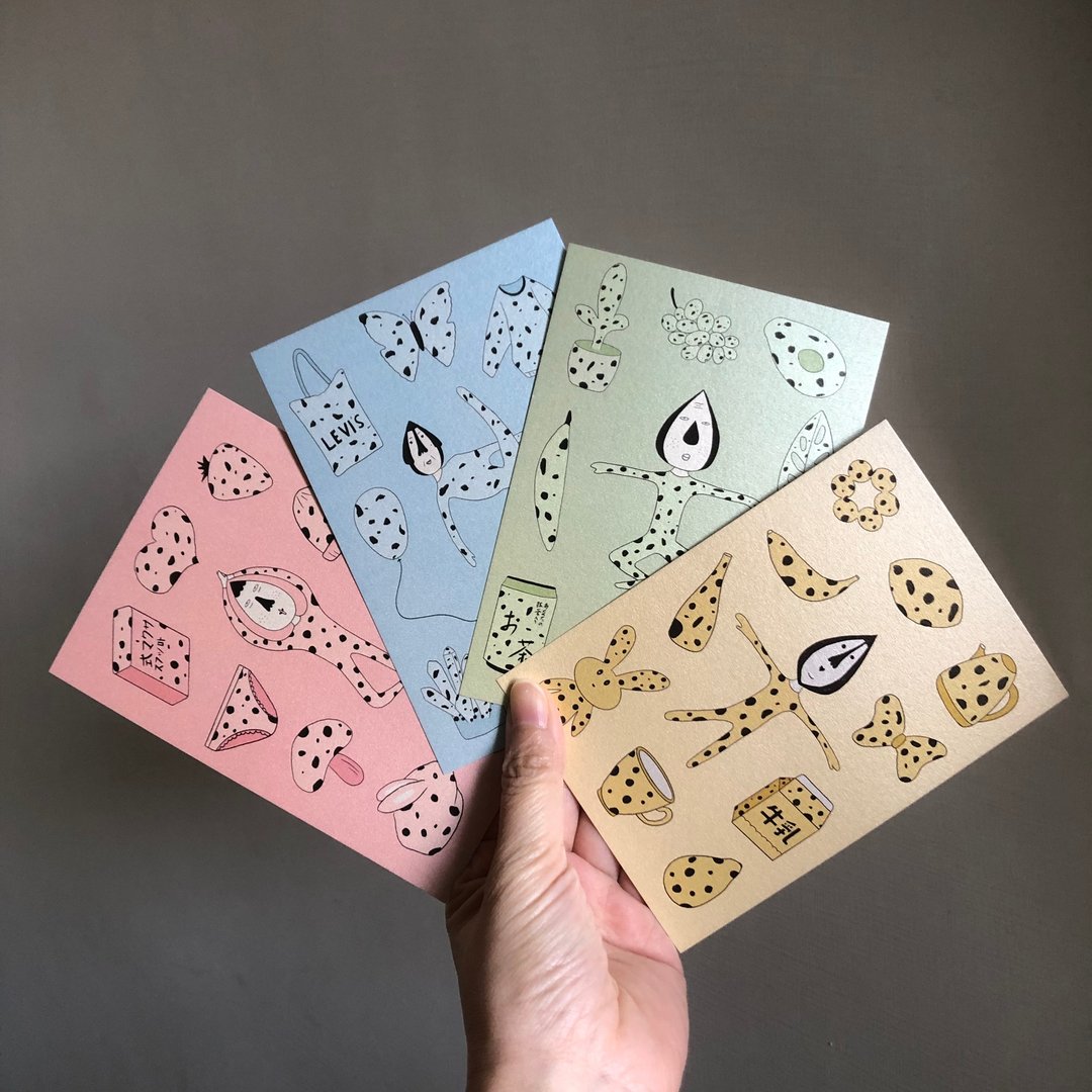 斑点瑜伽人 - 高质感厚磅数插画明信片 手帐装饰 卡片 - 卡片/明信片 - 纸 