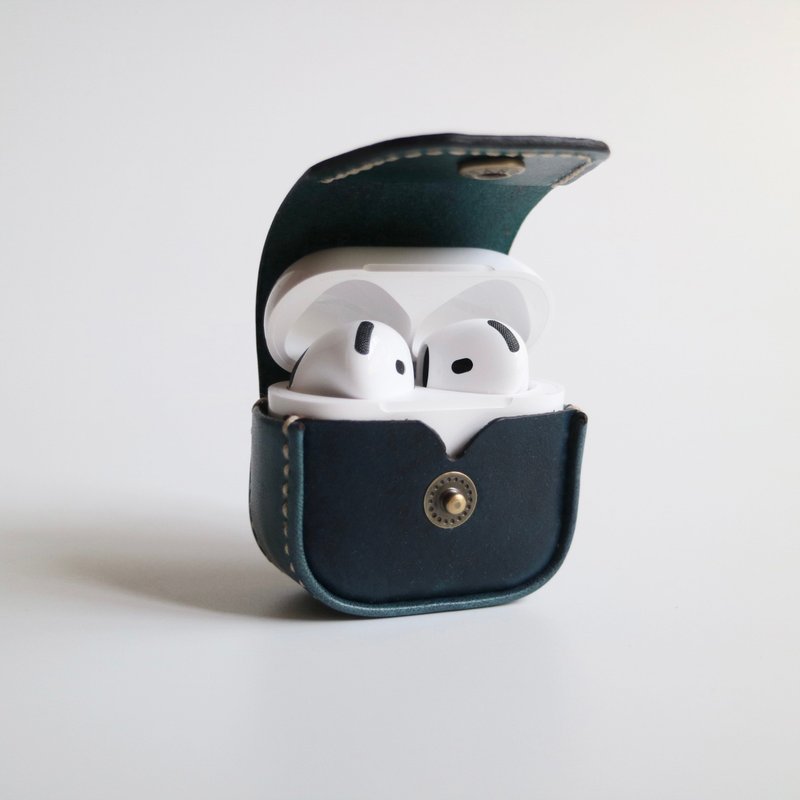 AirPods 4 皮革保护套 保护壳 收纳皮套 ----深海蓝 - 耳机收纳 - 真皮 蓝色