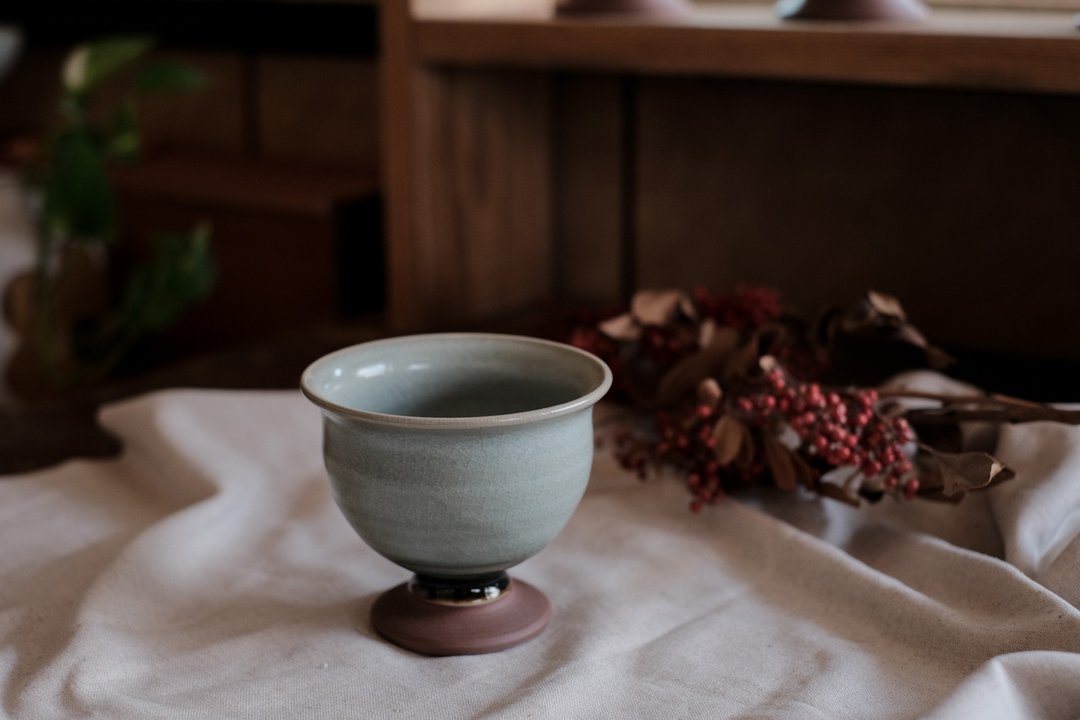 高脚杯 l 玻璃弹珠釉 吃茶圣代杯 - 其他杯子 - 陶 绿色