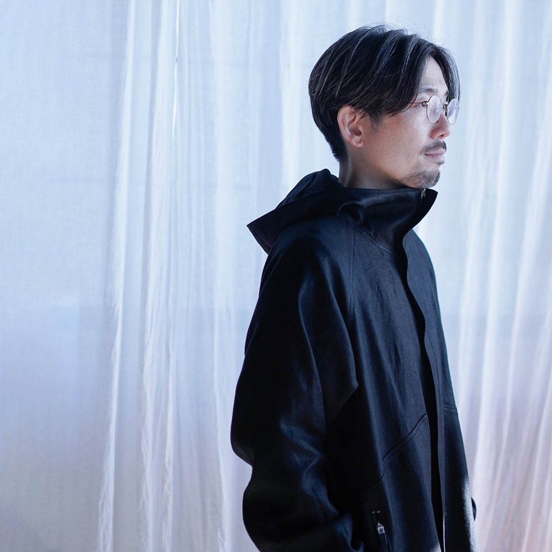 wafu premium linen - Mountain Jacket / Lamp Black h053d-lbk3 - 男装外套 - 亚麻 黑色