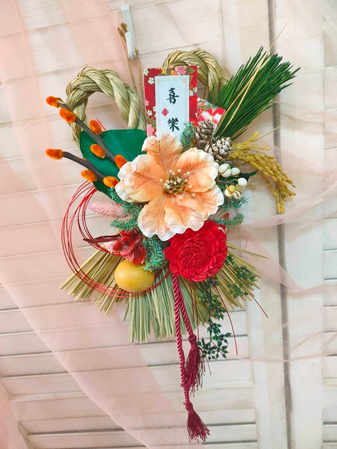 新春银来注连绳 心型绳 新年挂饰 开幕挂饰 - 干燥花/捧花 - 植物．花 
