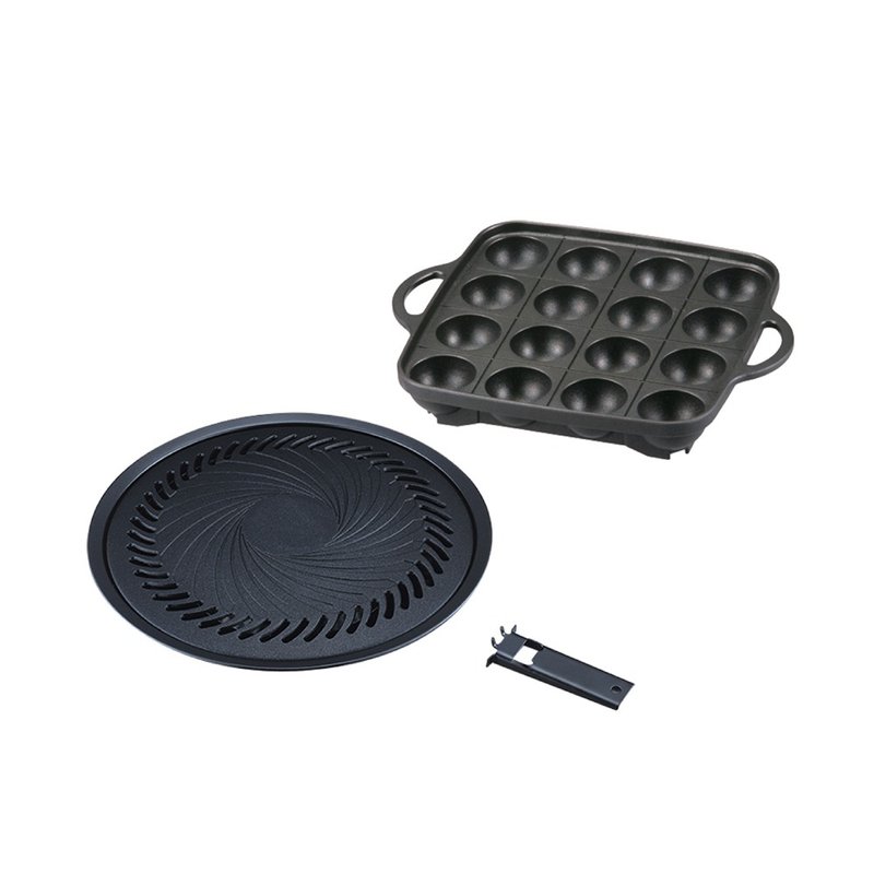 【Iwatani岩谷】日本烧肉不沾烤肉大圆盘33cm-搭赠岩谷章鱼烧烤盘 - 露营用品 - 其他材质 