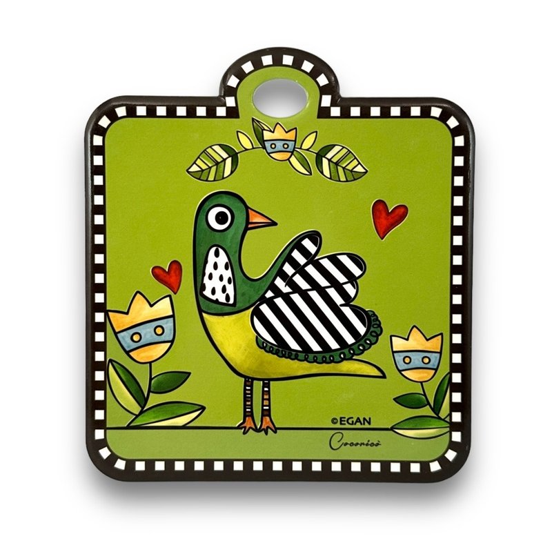 意大利EGAN- 插画咕咕鸟系列 18CM 隔热垫 面包板 绿色 - 盘子/餐盘/盘架 - 瓷 绿色