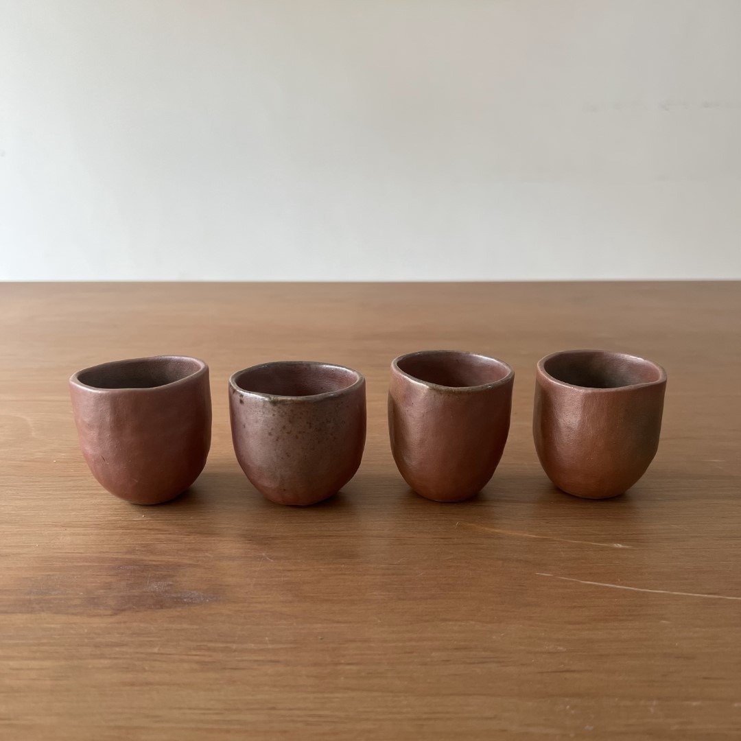 柴烧陶手作 手捏长形杯 - 茶具/茶杯 - 陶 咖啡色
