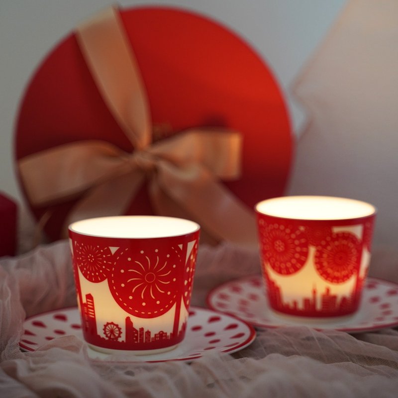 中式系列 城市烟火款 下午茶杯碟组2套装 - 茶具/茶杯 - 瓷 