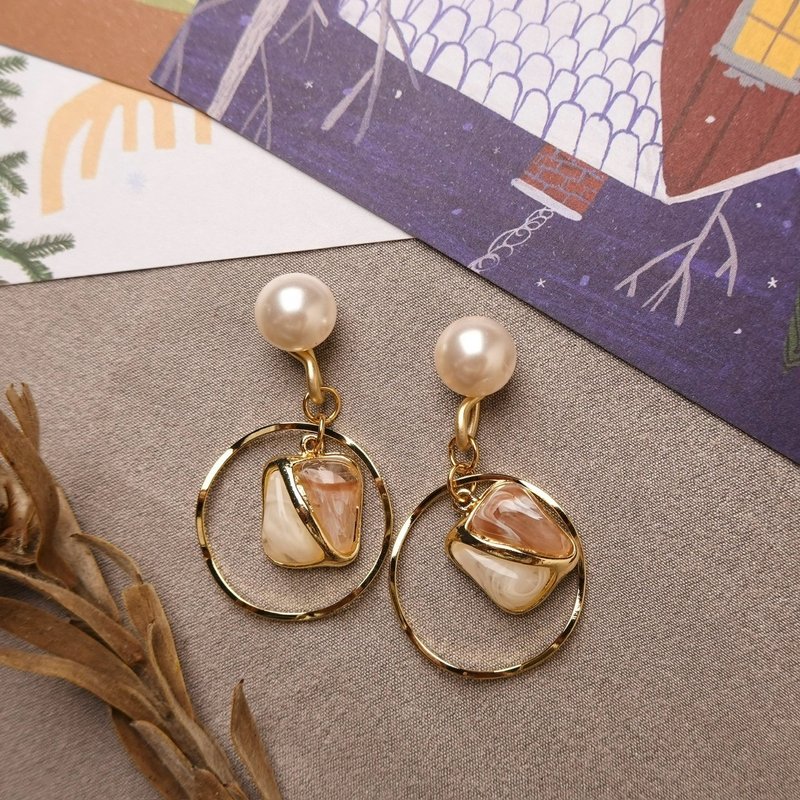 珍珠奇谭 无痛耳夹 / 粉 - 耳环/耳夹 - 其他金属 