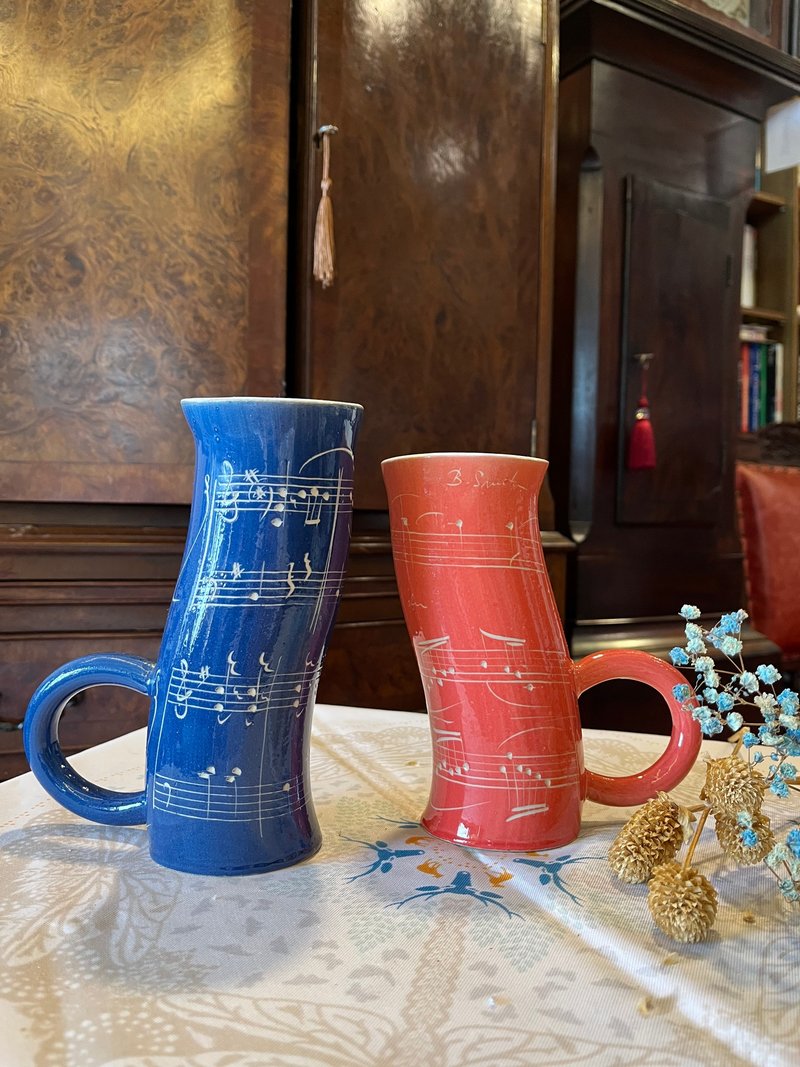 来自维也纳跳耀的音符对杯 - 咖啡杯/马克杯 - 瓷 白色