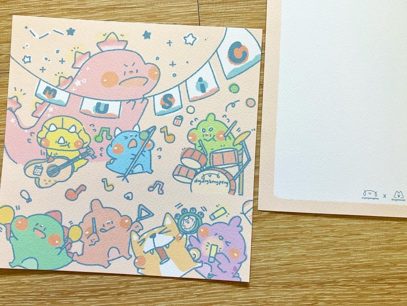 狗狗夹星/原创方形明信片/ 音乐祭 - 卡片/明信片 - 纸 