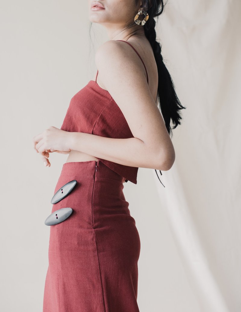 Mimpi Skirt - 裙子 - 棉．麻 红色