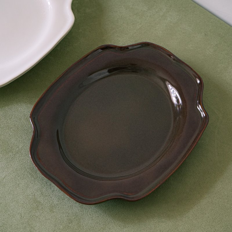 陶瓷 云朵大盘 方形 米白/焦糖 Ceramic Plate - 盘子/餐盘/盘架 - 陶 白色