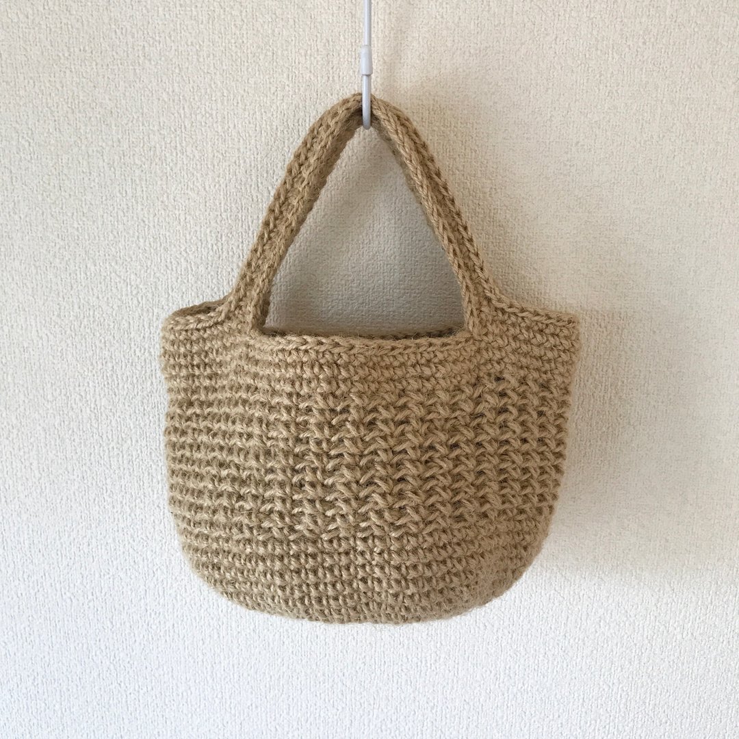 Round bottom tote bag, shoulder bag, mini, jute - 侧背包/斜挎包 - 棉 