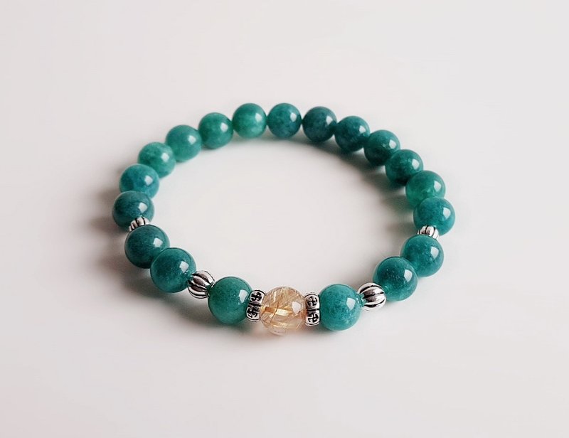 宝石系列 ‧金星轨道 天然矿石 钛晶 新疆天河石 925纯银 ‧ 手链 - 手链/手环 - 宝石 蓝色