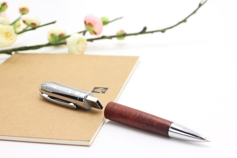 青木工坊 / 可定制化-木质两用随身笔碟(32G) - 其他书写用品 - 木头 咖啡色