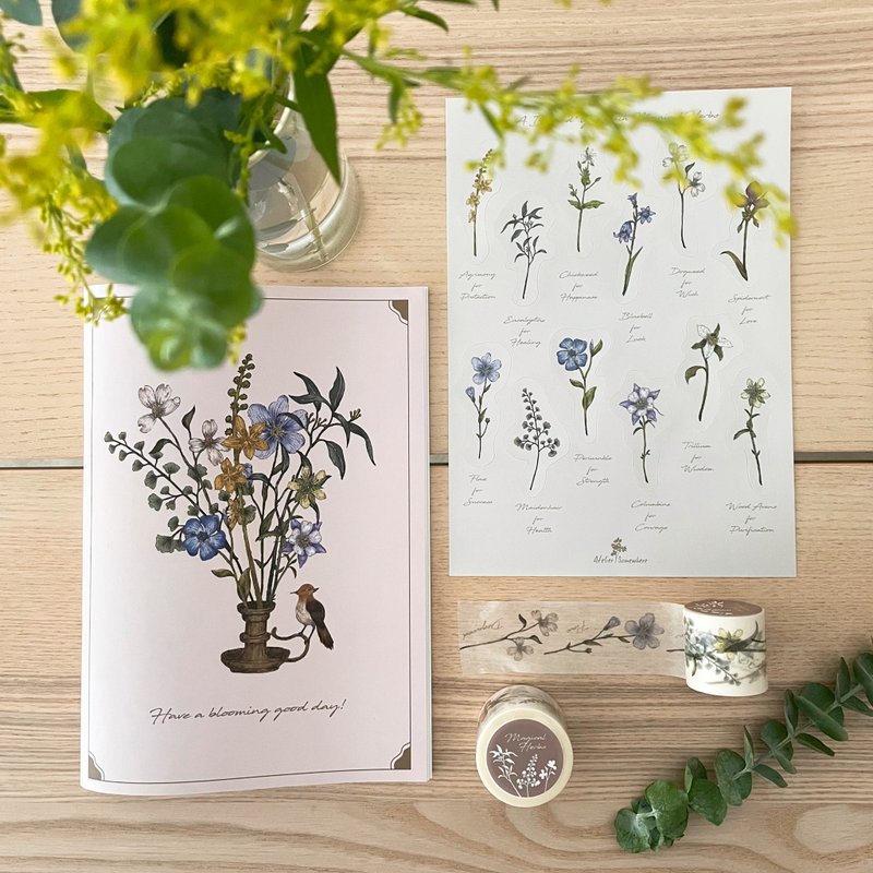 【毕业季】花鸟款纸品文具组 / 笔记本、图鉴贴纸、纸胶带 - 笔记本/手帐 - 纸 多色