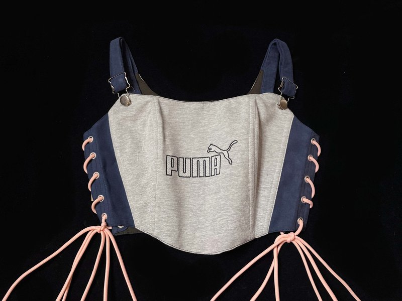 REGETHER 古着改制 PUMA 吊带式侧绑带马甲-Corset-13 - 女装背心 - 棉 灰色