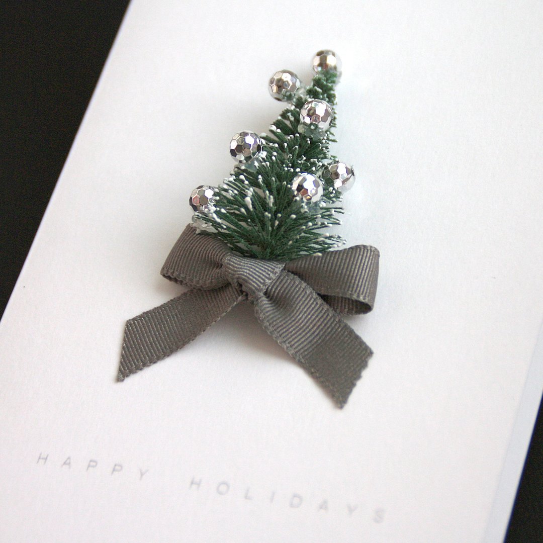Happy Holidays银色圣诞树卡片 圣诞卡片 - 卡片/明信片 - 其他材质 银色
