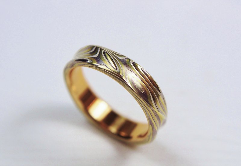 木目金 (K金) 婚戒 对戒 婚戒订制 Mokume Gane (单枚价) - 对戒 - 贵金属 多色