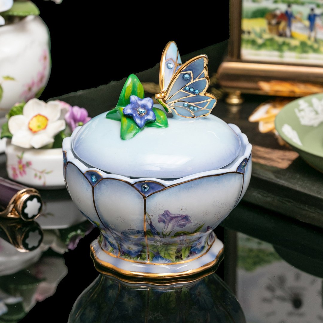 美国Bradford花语蝶舞2012年限量陶瓷音乐铃音乐盒 生日礼品 - 摆饰 - 瓷 