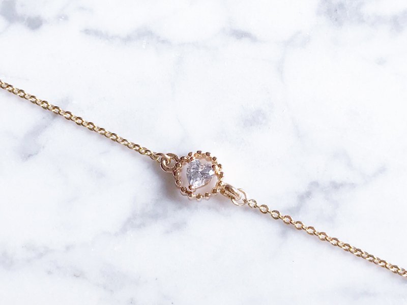 《限量优惠》限量5 爱心锆石 极细手链 - 手链/手环 - 宝石 