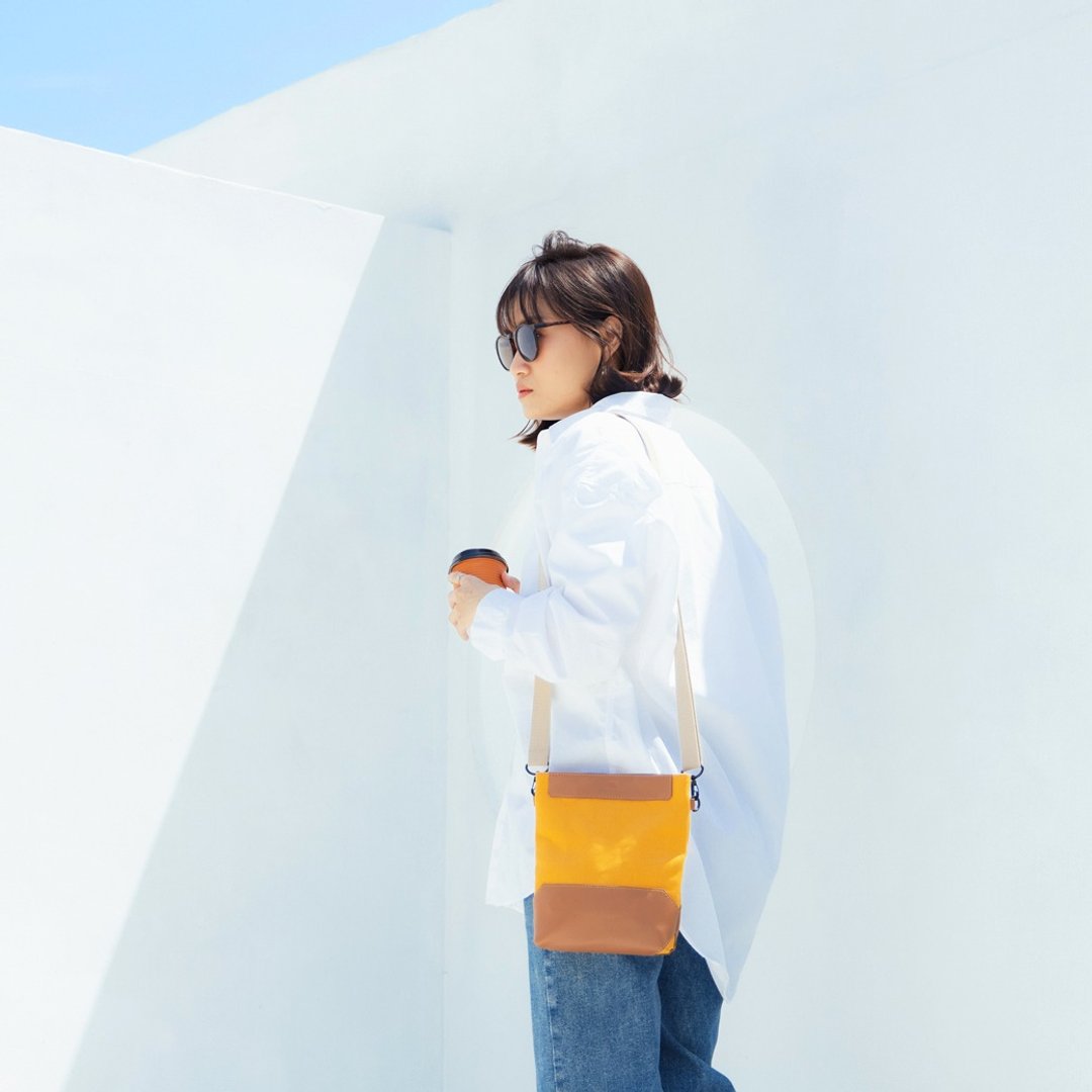 Urban-Crossbody Bag/Accessories Pouch : Tan/Mustard Yellow - 侧背包/斜挎包 - 棉 黄色