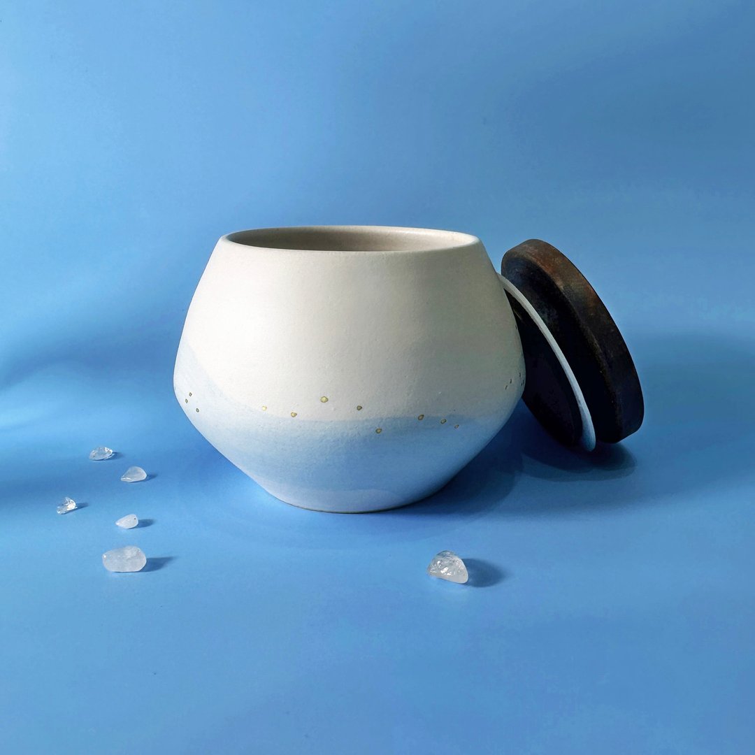 【渺渺岚烟】手作 茶仓 收纳罐 厨房用品 情人 生日 礼物 - 其他 - 陶 蓝色